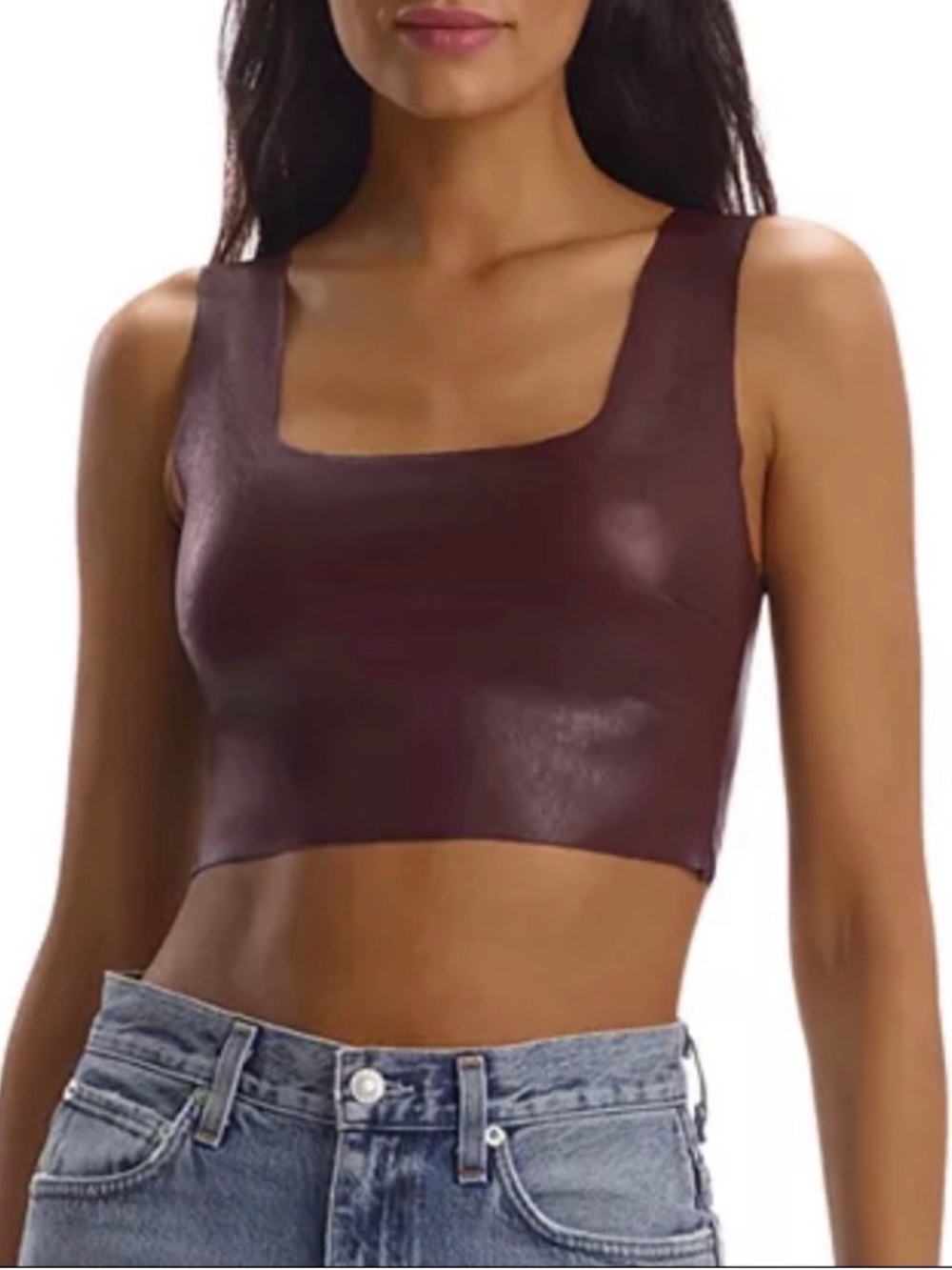 NWT Commando Faux Leather Sleeveless Square Neck Crop Top MEDIUM in Oxblood